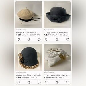 4 vintage ladies hats.
